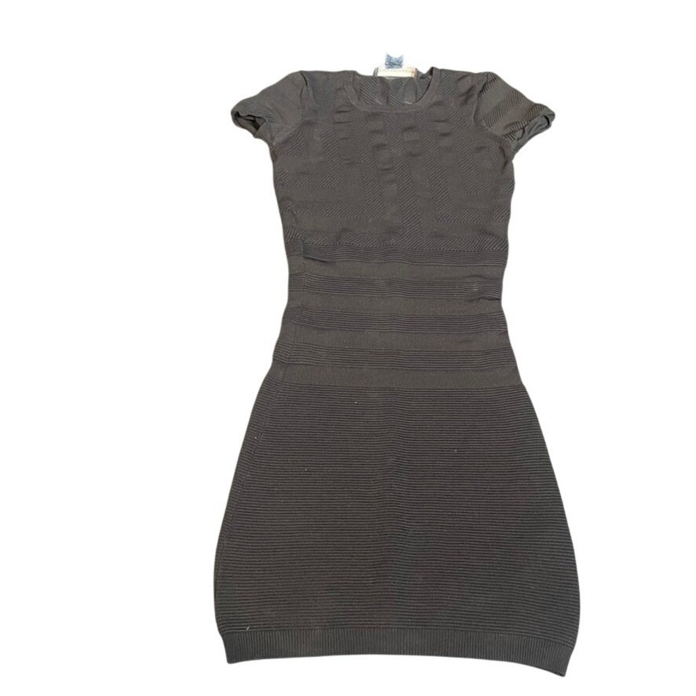 French Connection Womens Black Bandage Knit Bodycon Mini Dress Short Sleeve Sz 0